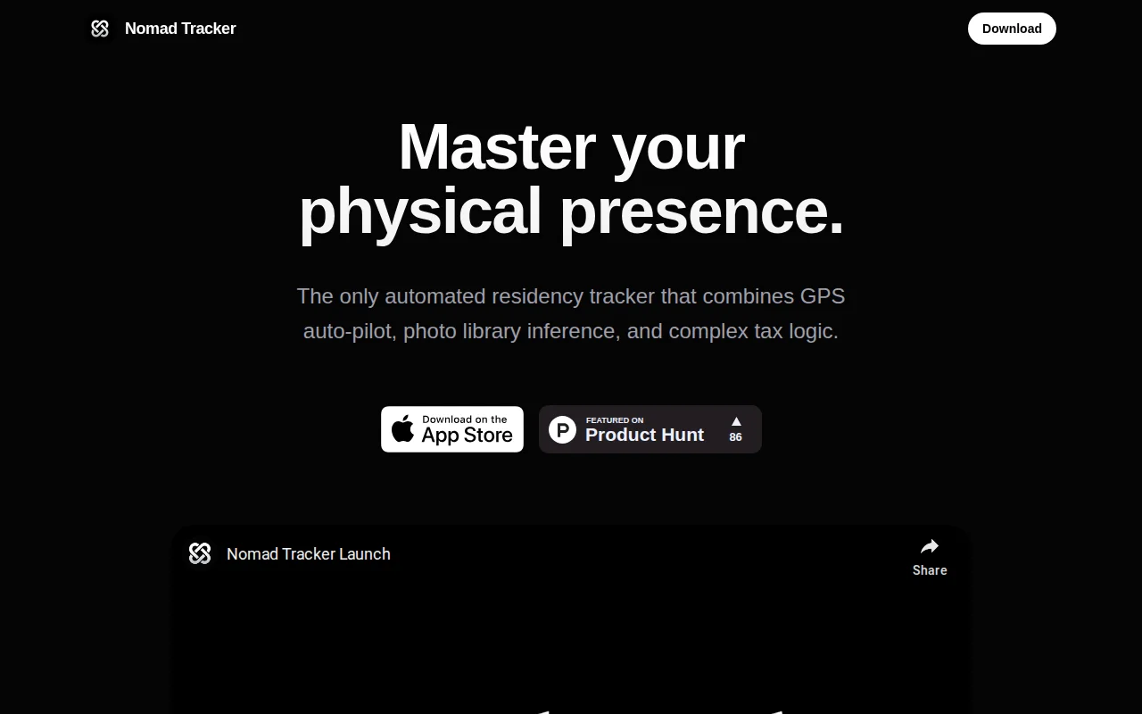 Nomad Tracker, a local-first iOS app to track visas and tax residency