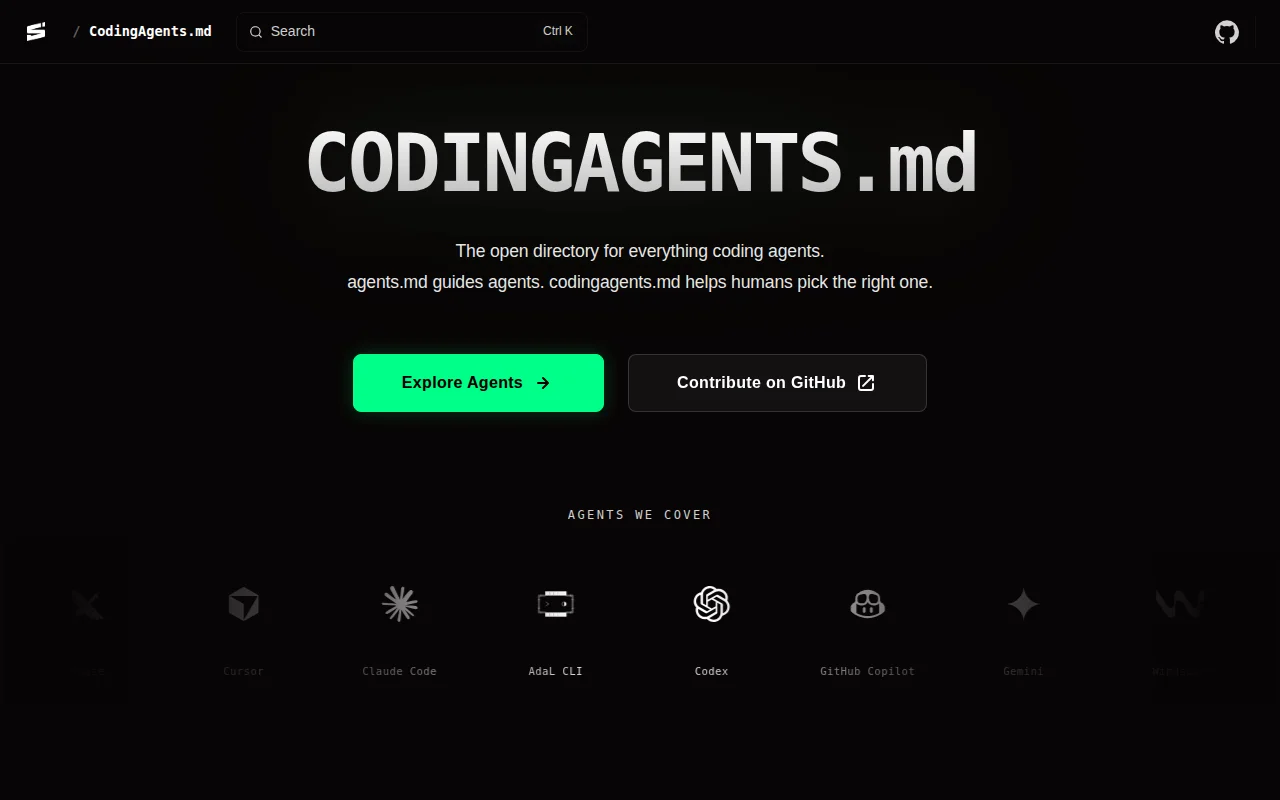 Codingagents.md – The open directory for AI coding agents
