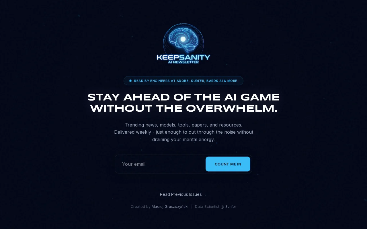 Keepsanity.ai – an AI newsletter for overwhelmed engineers