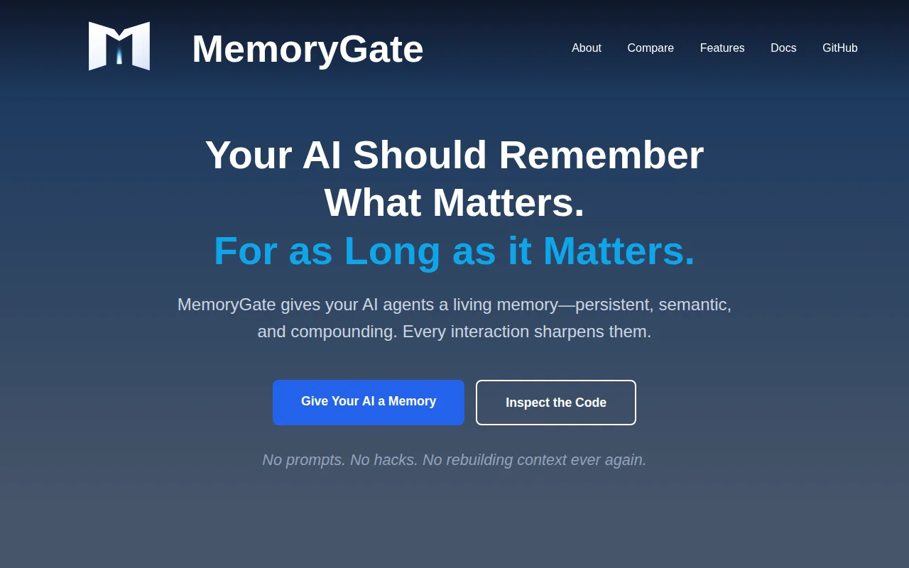 MemoryGate – Open-source persistent memory for AI agents via MCP