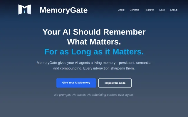 MemoryGate – Open-source persistent memory for AI agents via MCP