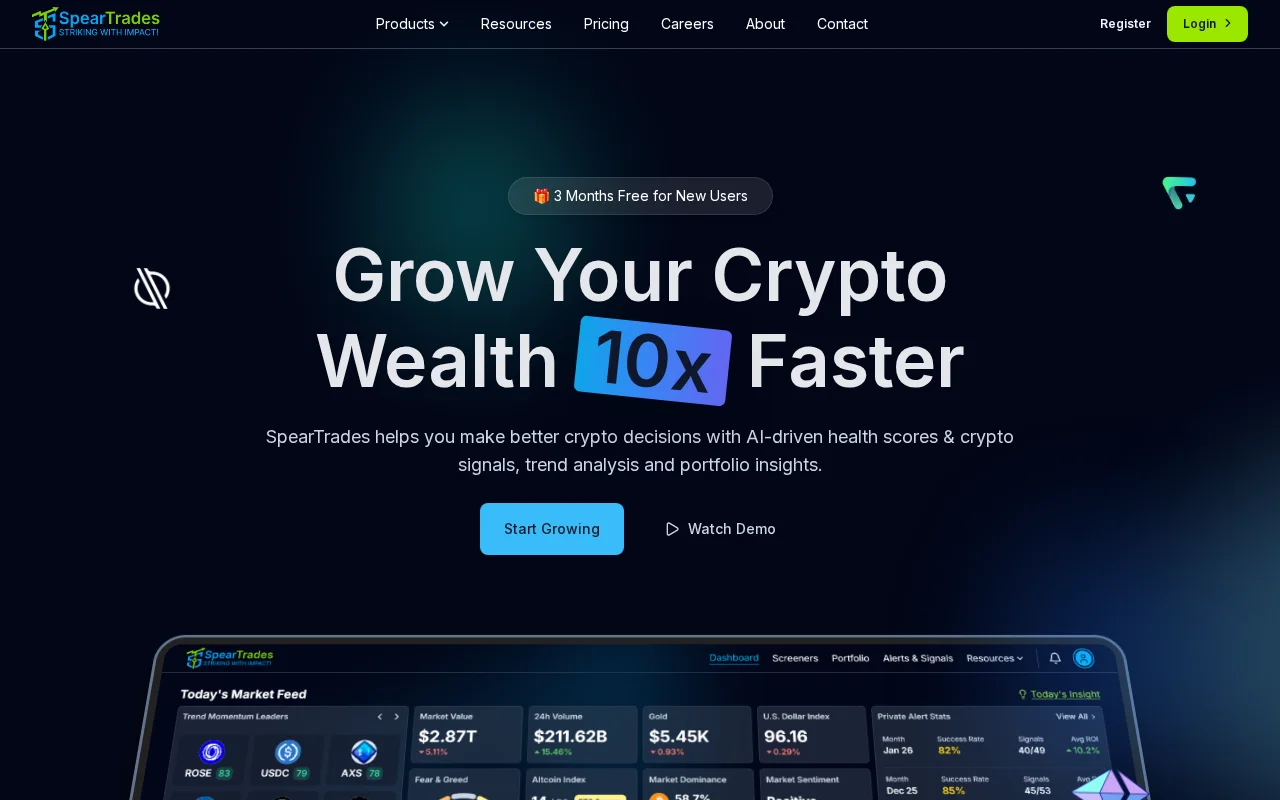 SpearTrades – Crypto risk, health and portfolio analytics