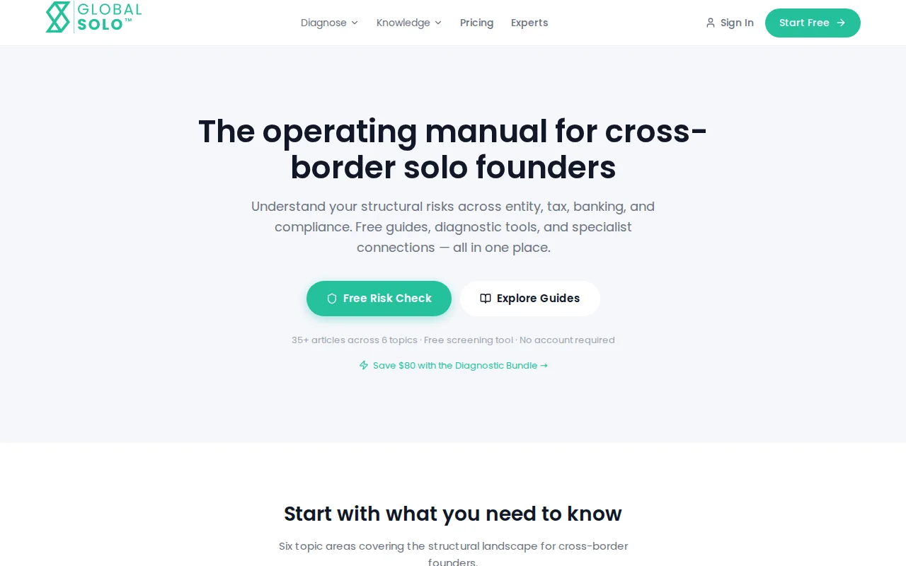 Global Solo – Structural risk diagnostic for cross-border solo founders