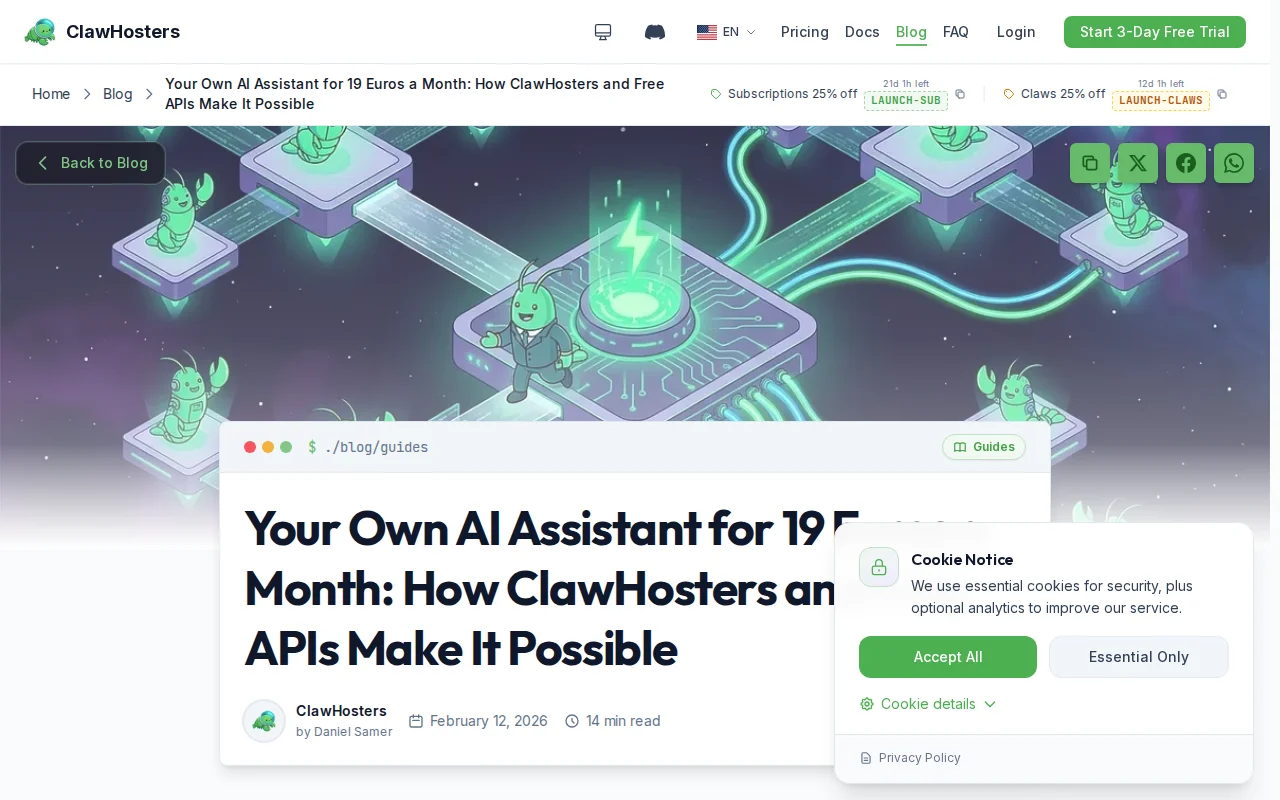 Running your own AI assistant for €19/month