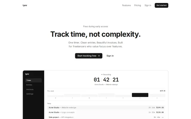 Tymr – simple time tracking and invoicing for freelancers