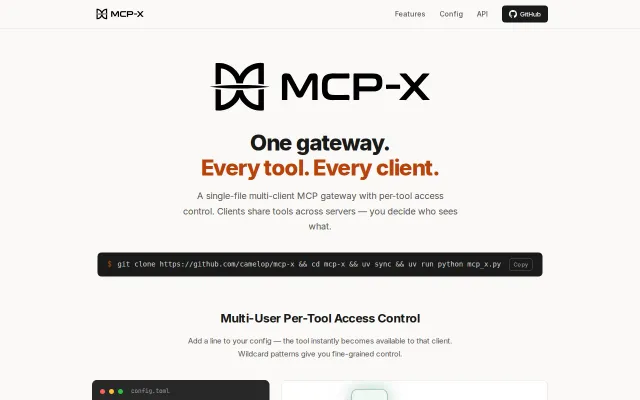 MCP-X – Single-file multi-client MCP gateway with per-tool access ctrl