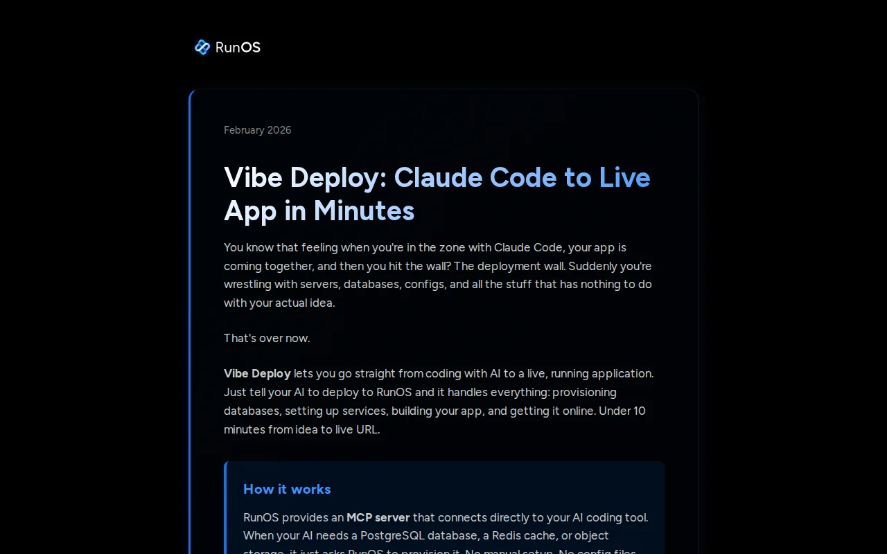 Vibe Deploy... Deploy full-stack apps to your own servers via AI