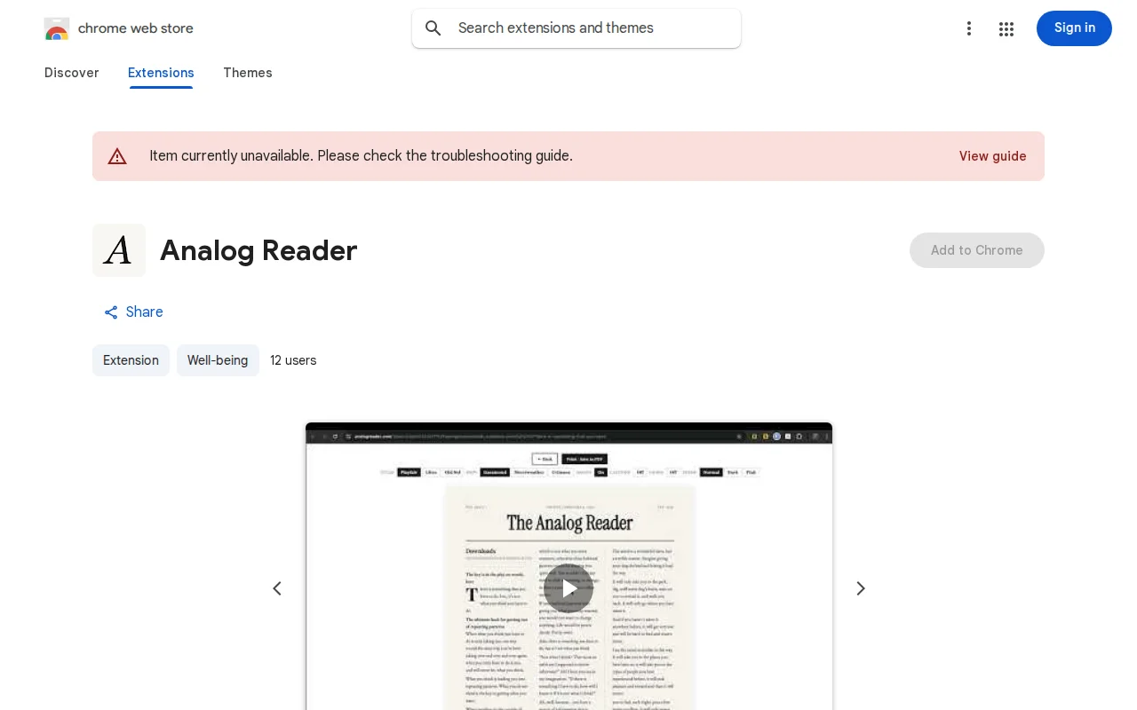 Analog Reader – Chrome Extension
