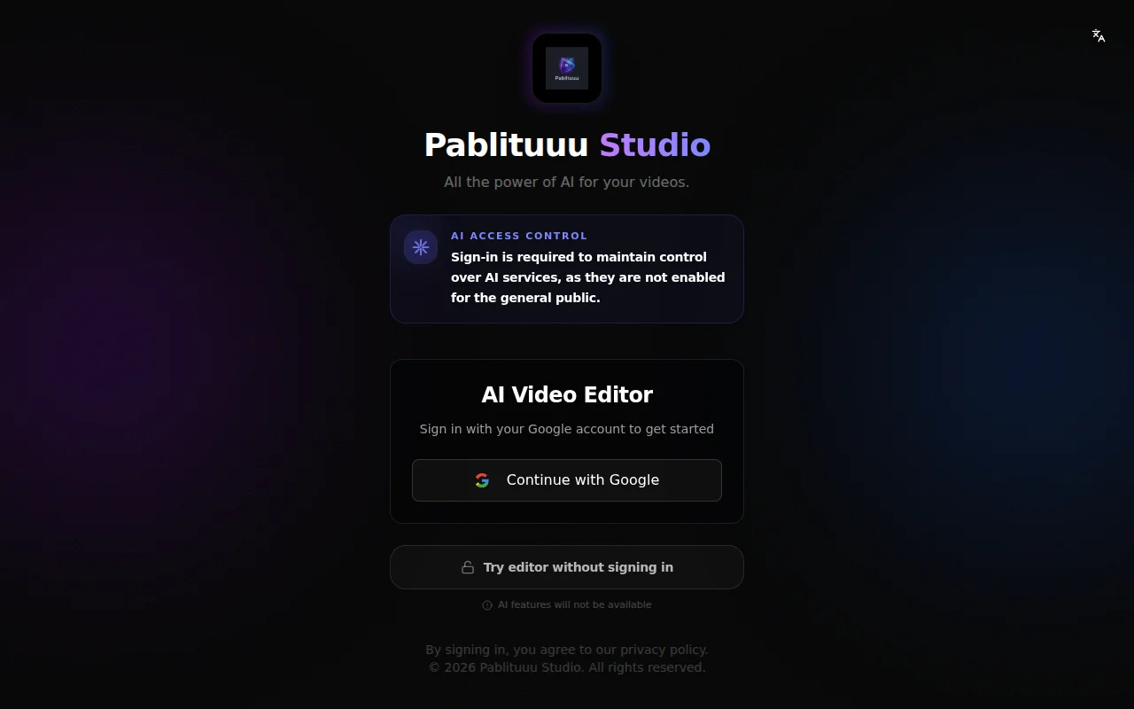 Pablituuu – Web Video Editor with AI Highlights (WebGL, FFmpeg WASM)