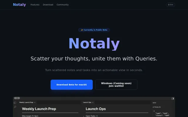 Notaly – A note app where you don't organize, you query