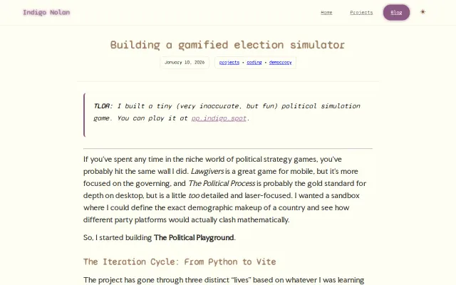 Building a Gamified Election Simulator