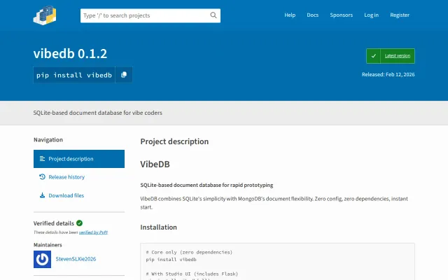 VibeDB – store anything with zero config
