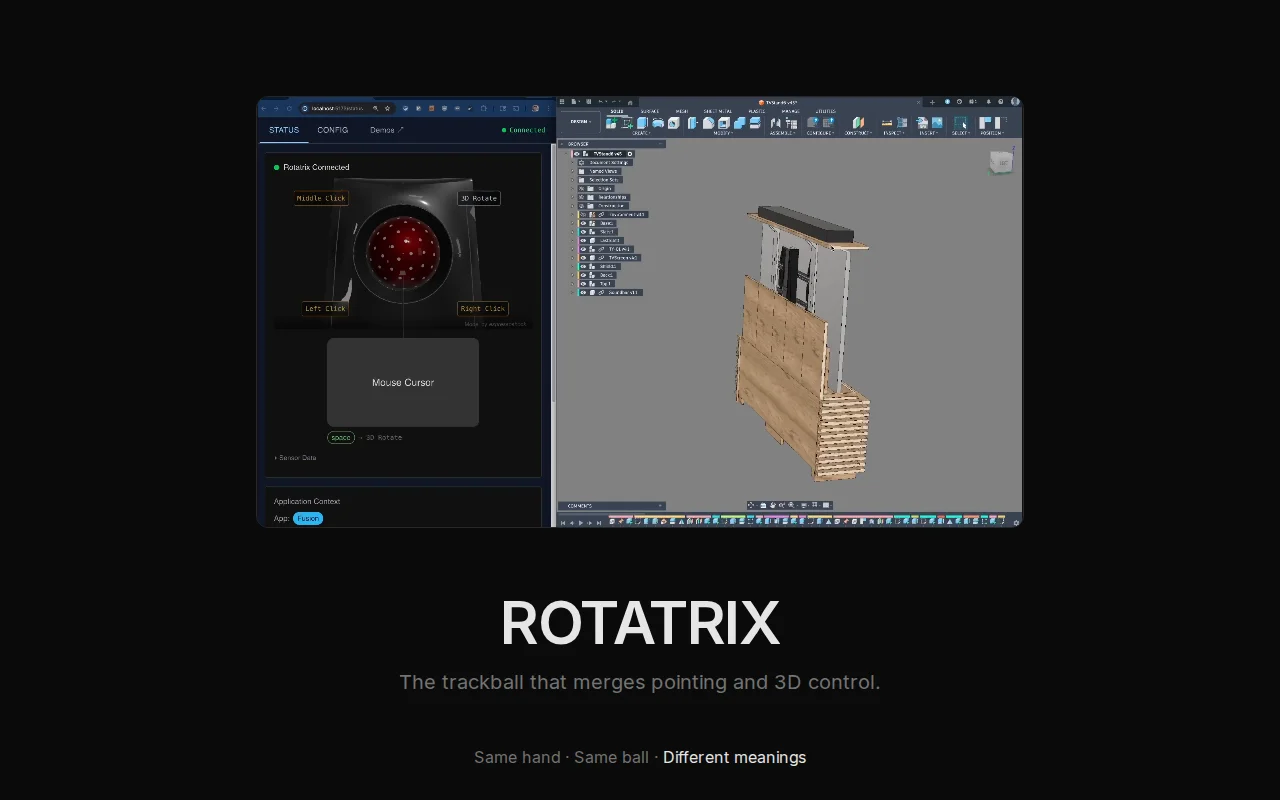 Rotatrix – Trackball mod capturing full 3-axis rotation for 3D control