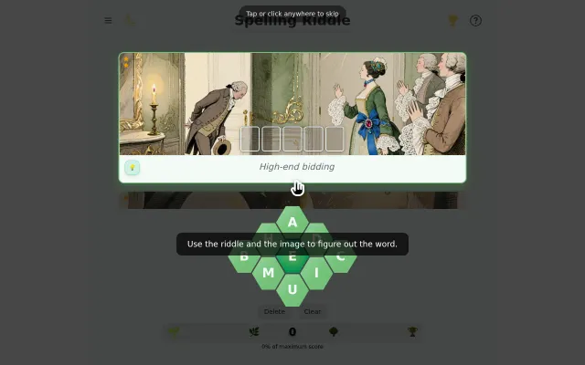 Spelling Riddle – Think Spellbee with crossword clue and visual hint