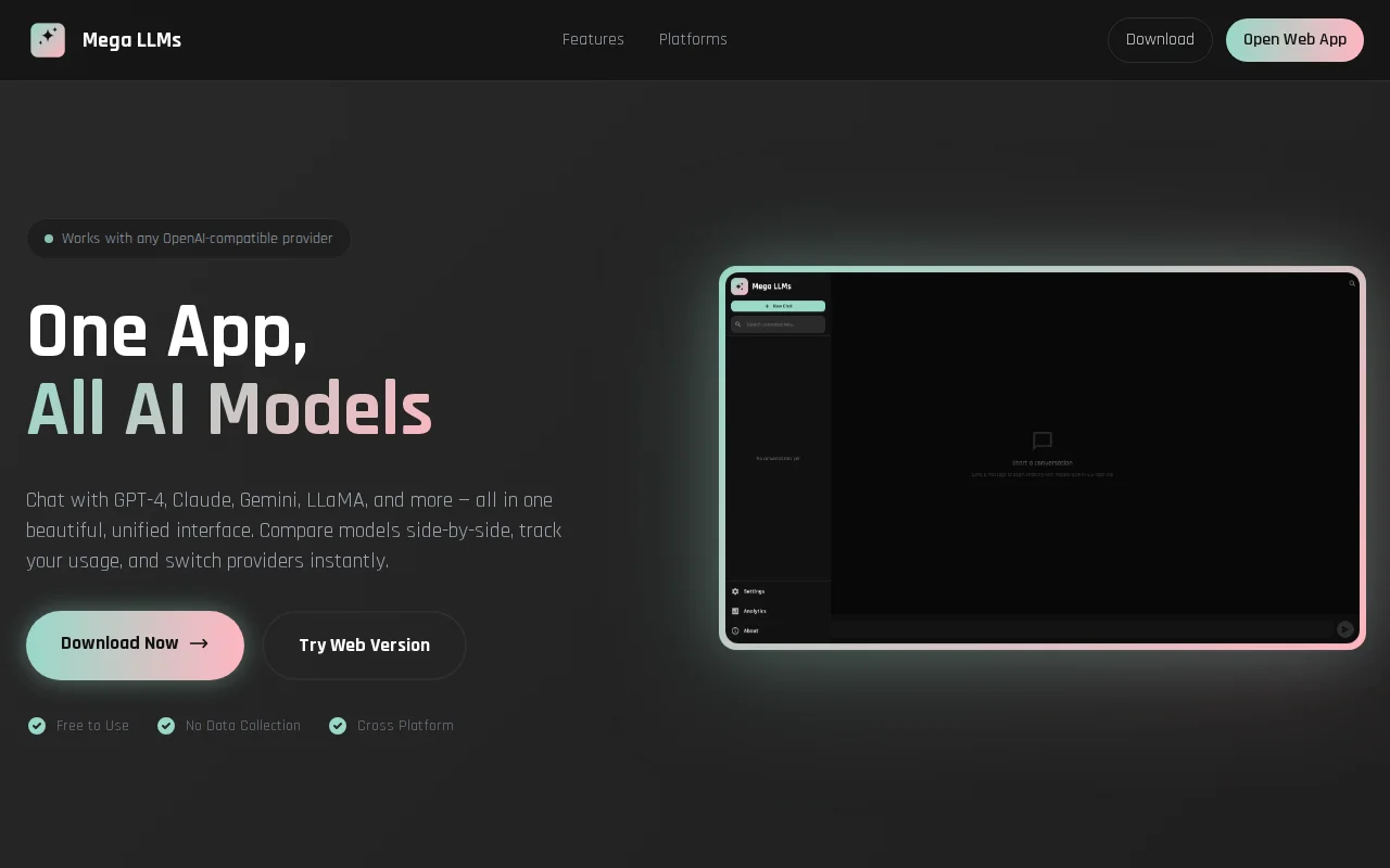 Mega LLMs – Universal AI chat client for any OpenAI-compatible API