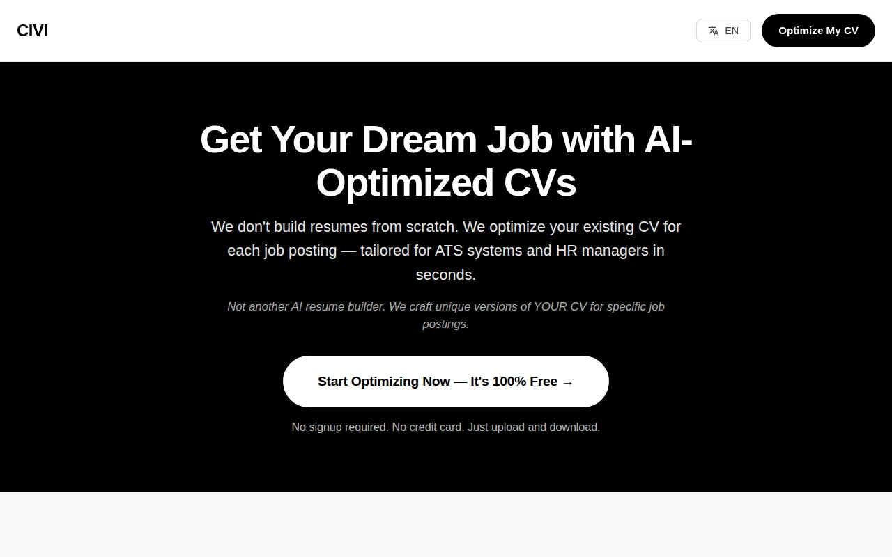 Civi – Tailor Your Generic CV to Any Job Posting