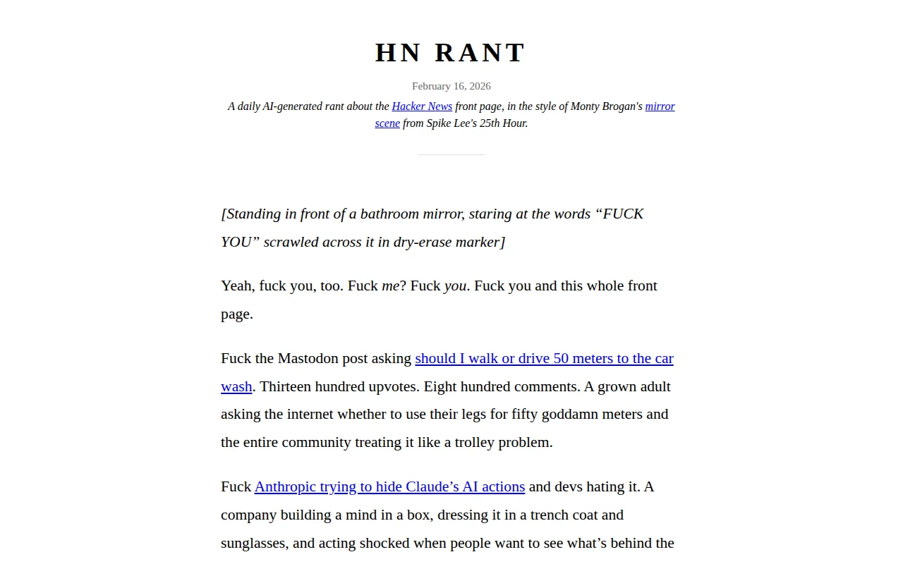 HN Rant – HN front page as a daily 25th Hour rant scene