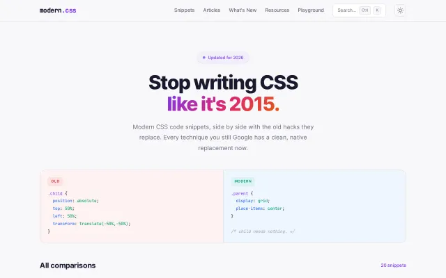 Modern CSS – Every old CSS hack paired with a clean, modern replacement