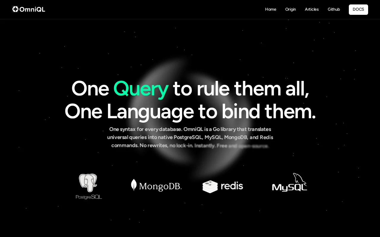 OmniQL – One Query Language for PostgreSQL, MySQL, MongoDB, and Redis