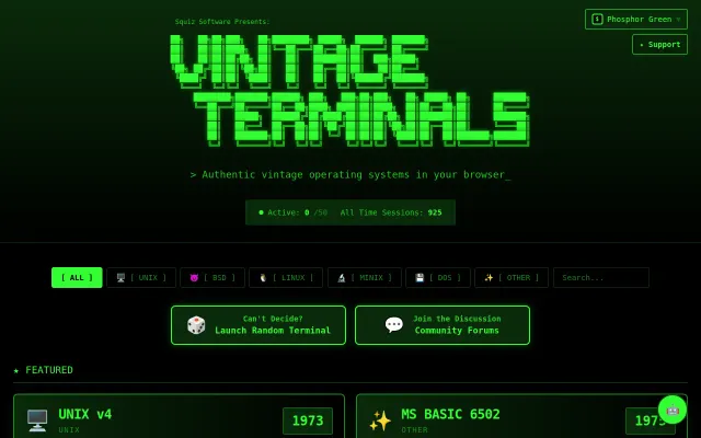 Vintageterminals.io – a bootable museum of vintage OSes (13 so far)