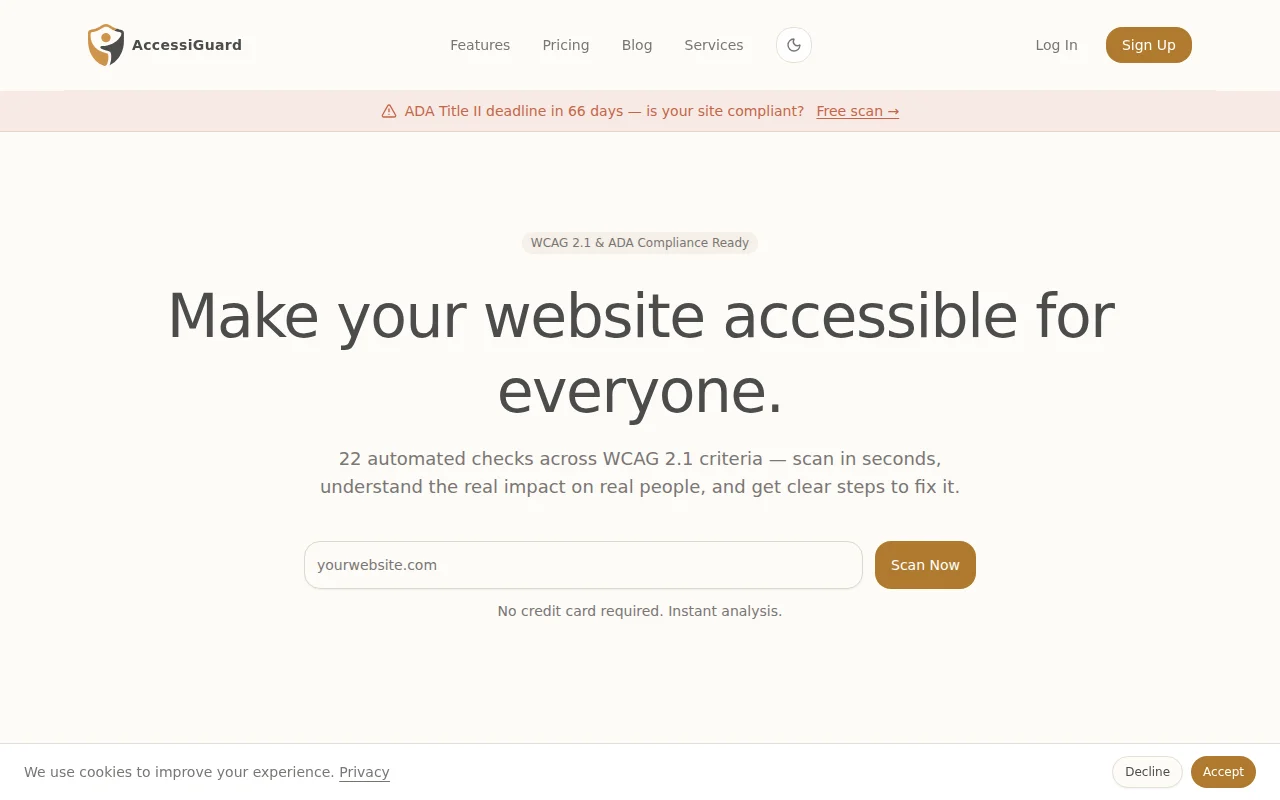 AccessiGuard – Web accessibility scanner with AI fix suggestions