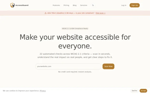 AccessiGuard – Web accessibility scanner with AI fix suggestions