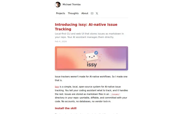 Issy – AI-native issue tracking stored as Markdown files in your repo