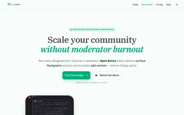 Open Notes – Community Notes-style context for Discord