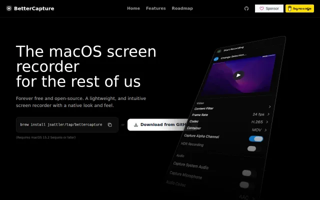 BetterCapture – free and open source screen recorder for macOS