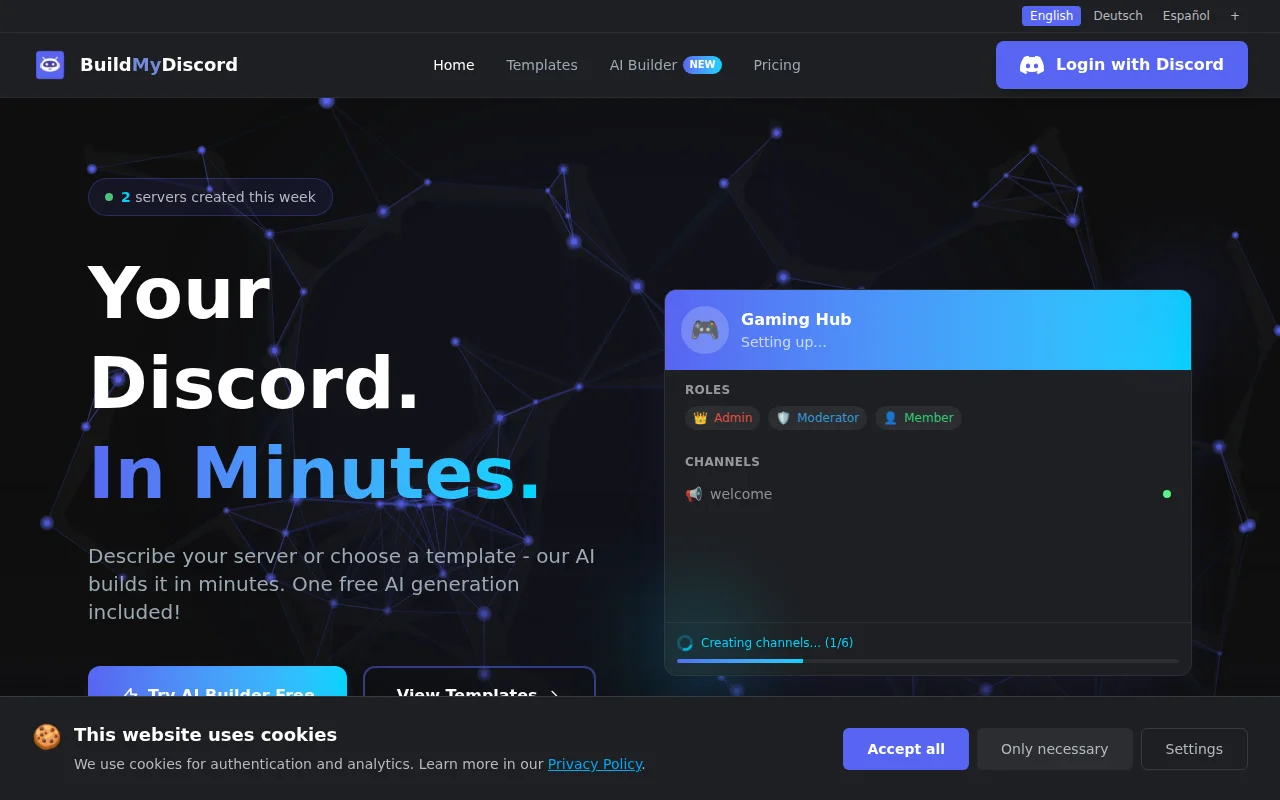 Describe your Discord server in one sentence – AI builds it in 60s