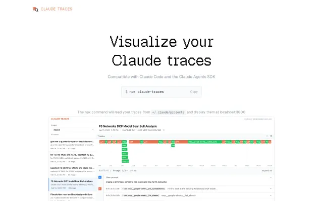 Npx Claude-traces, visualizer for Claude Code/Agent SDK traces