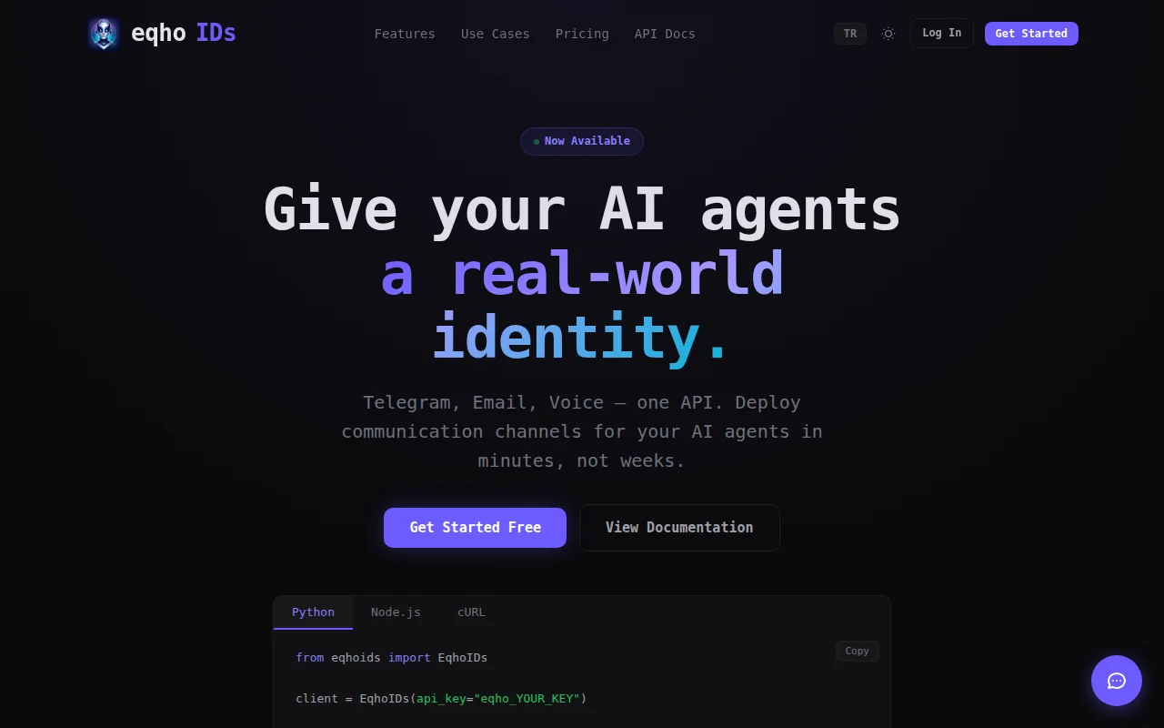 EqhoIDs – One API to give AI agents Telegram, email, and voice