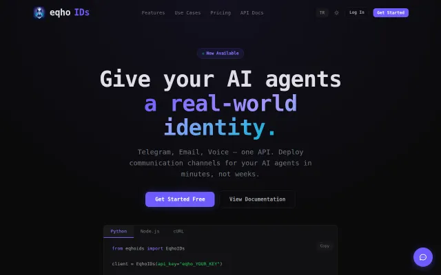 EqhoIDs – One API to give AI agents Telegram, email, and voice