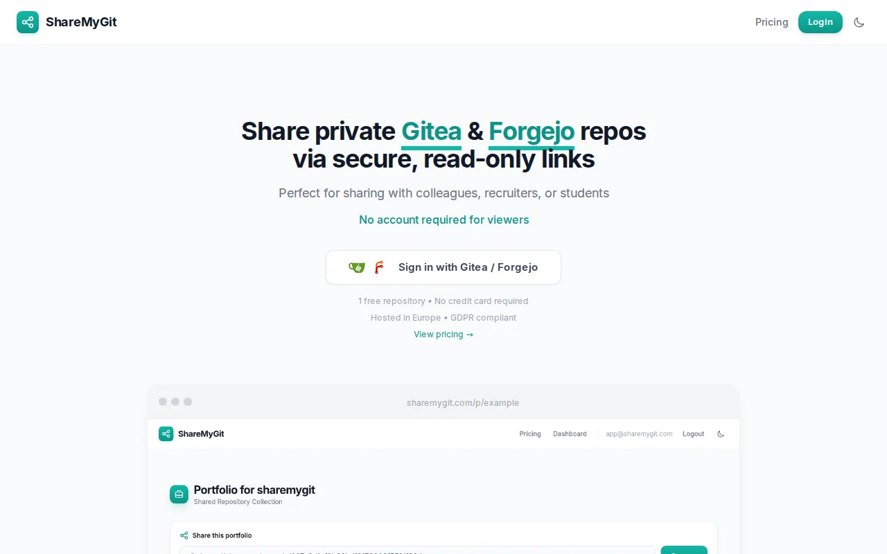 ShareMyGit – Share private Gitea repos without making them public