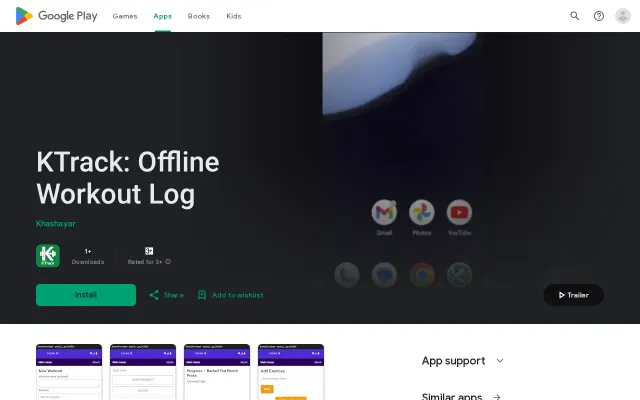 Ktrack – A simple, offline workout tracker