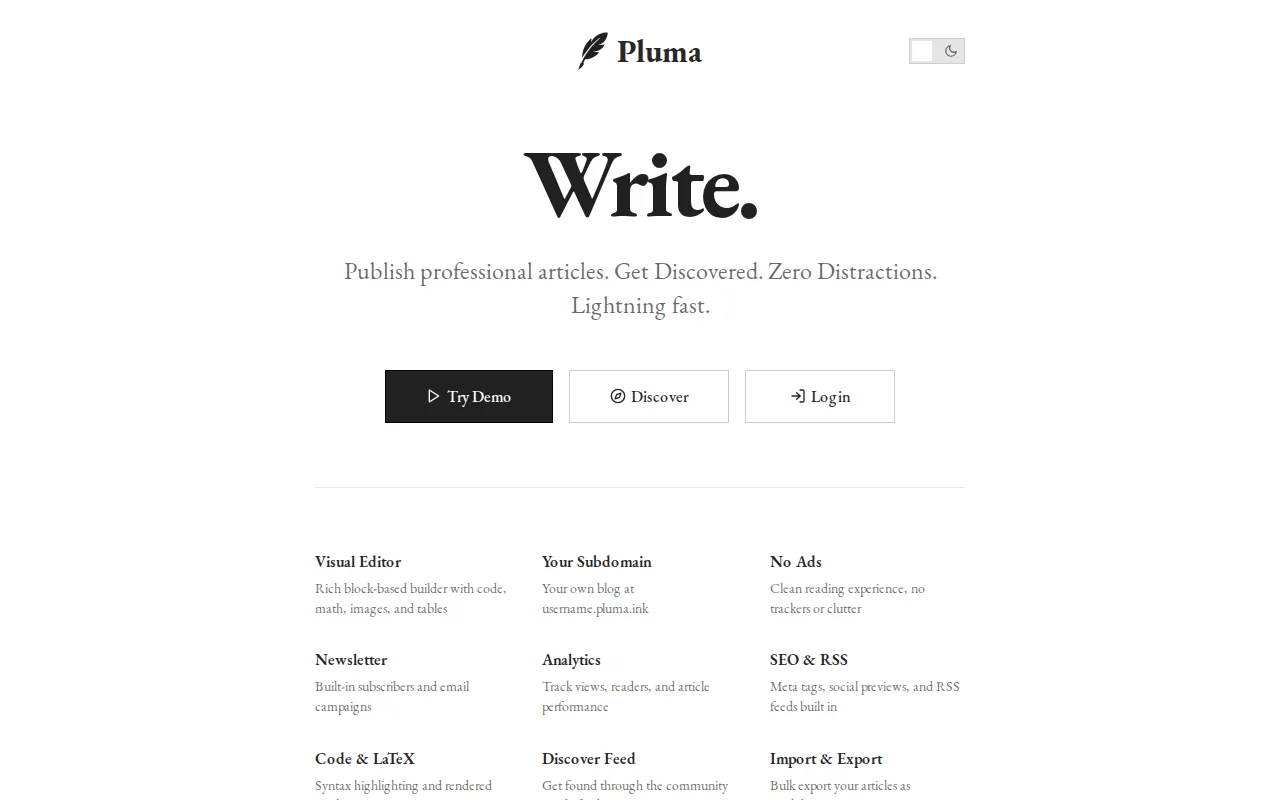 Pluma – Write professional articles for your ideas and projects