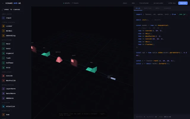 Neural network compiler targeting WebGPU – runs in browser