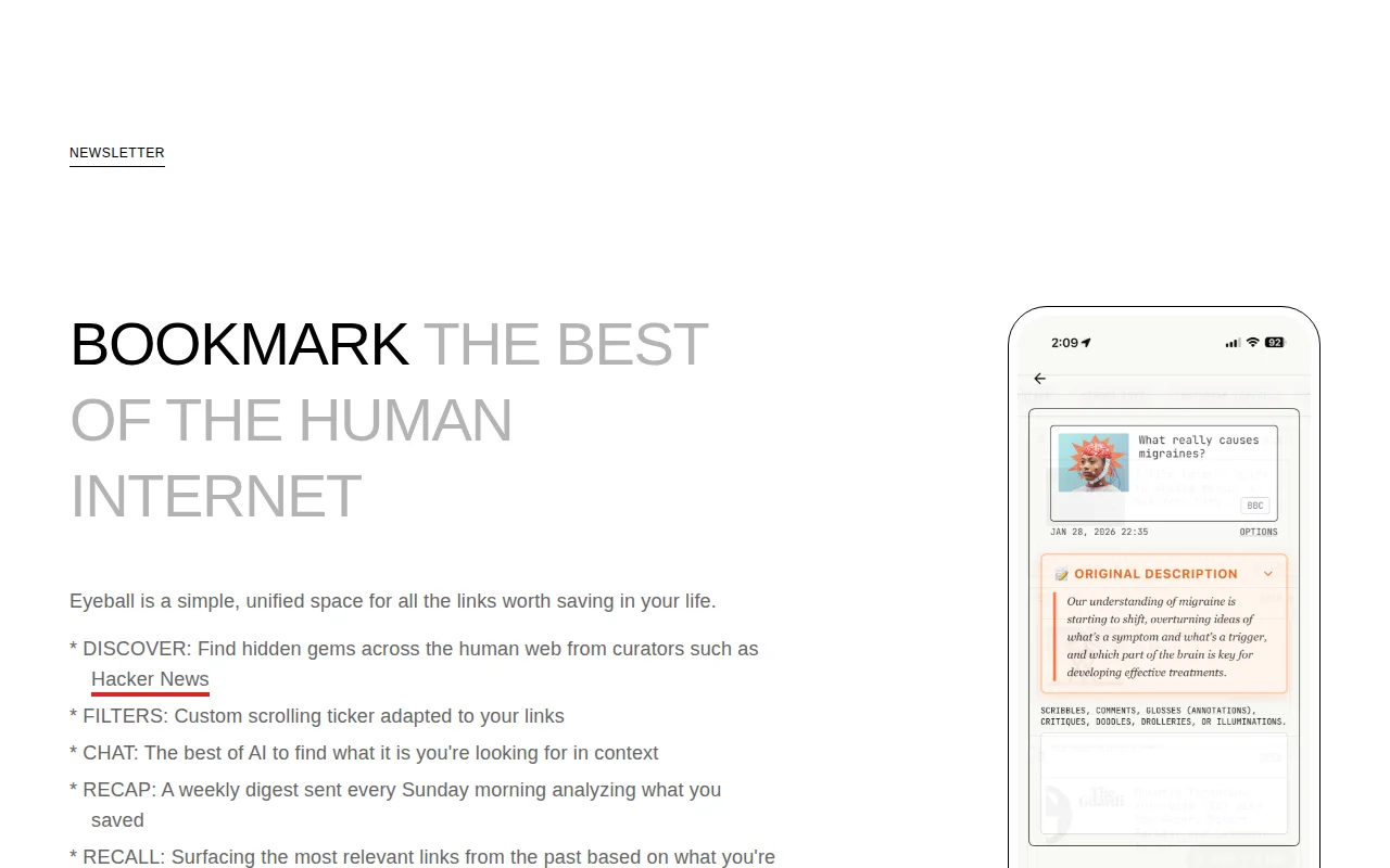 See and save links from human curators only