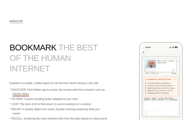 See and save links from human curators only