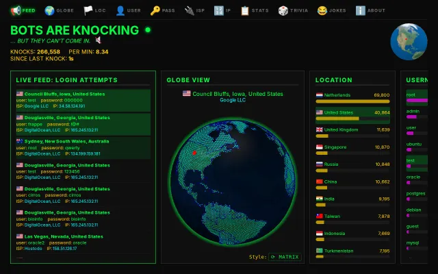 Knock-Knock.net – Visualizing the bots knocking on my server's door
