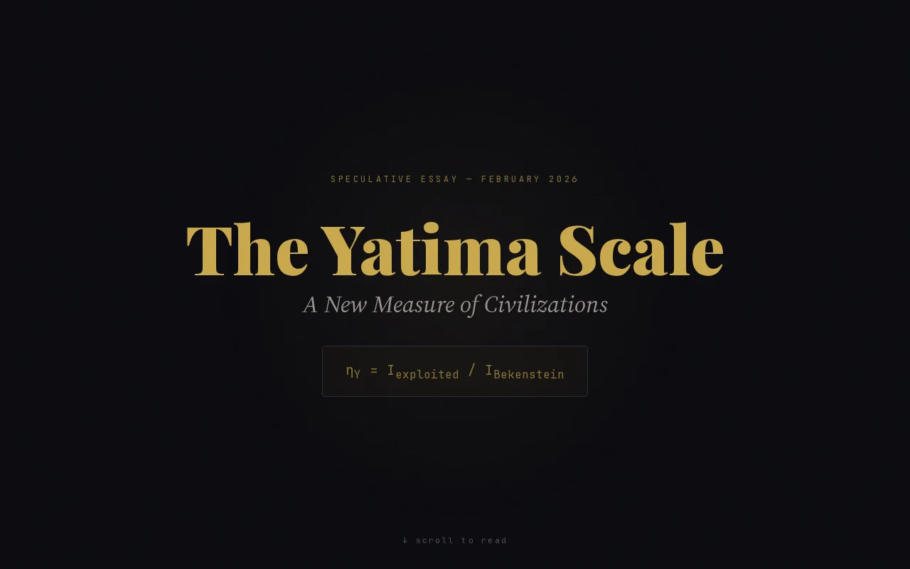 The Yatima Scale – Measuring civilizations by depth, not energy