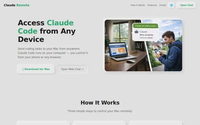 Claude Remote – control Claude Code on your Mac from your phone