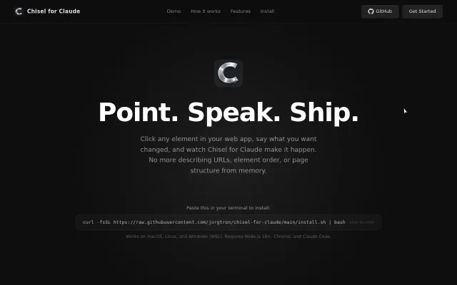 Chisel for Claude. Vibe code 2X faster using your voice