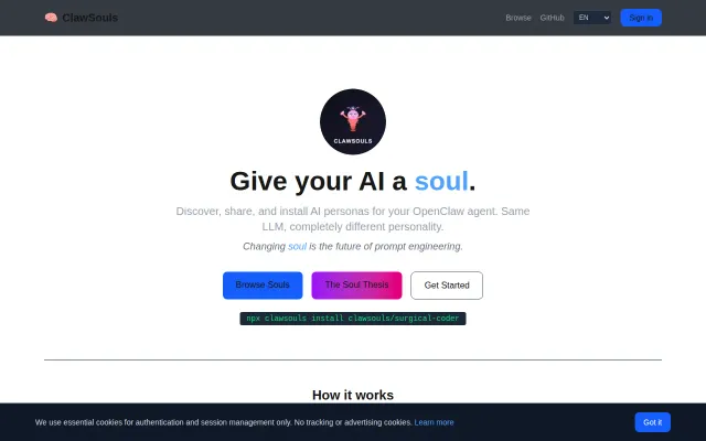 ClawSouls – Open registry of shareable personas for AI agents