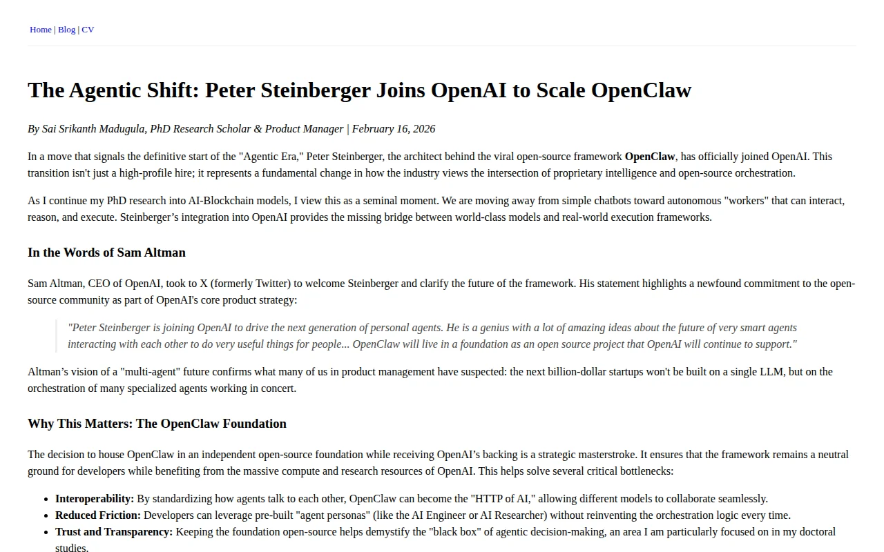 Agentic Shift: Peter Steinberger Joins OpenAI