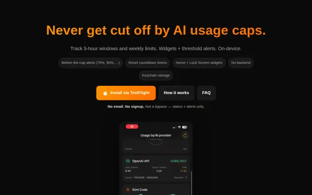 Multi-provider iOS usage alerts for AI subscription caps