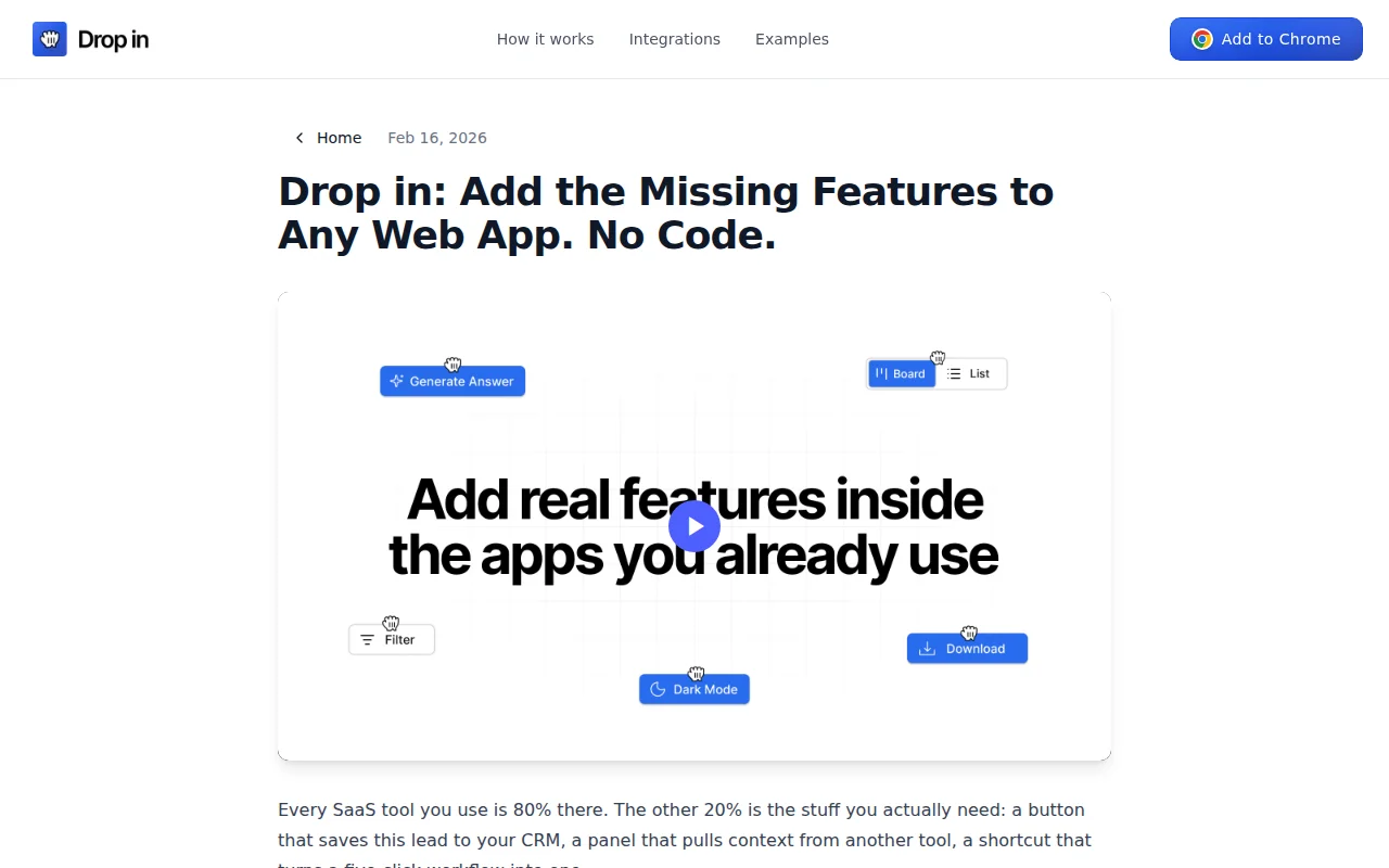Add functional custom buttons/panels to any site via prompts