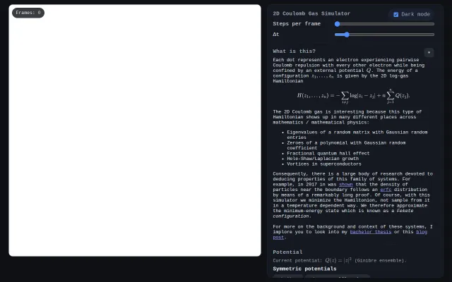 2D Coulomb Gas Simulator