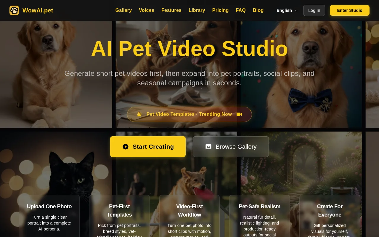 WowAI.pet – Generate cinematic videos from blurry pet photos