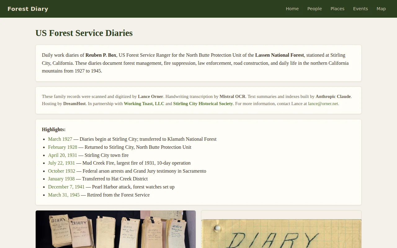 Scanned 1927-1945 Daily USFS Work Diary